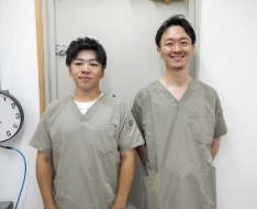 歯の模型に着色する歯科技工士